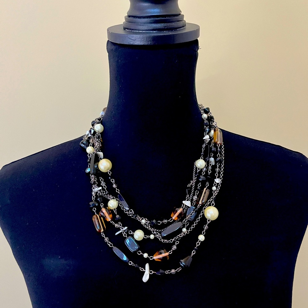 Lia Sophia, multi-strand necklace, black/brown - Picture 2 of 2